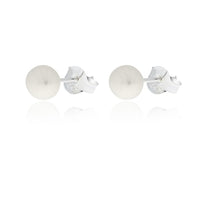Sterling Silver White Fresh Water Pearl Stud Earrings 5Mm