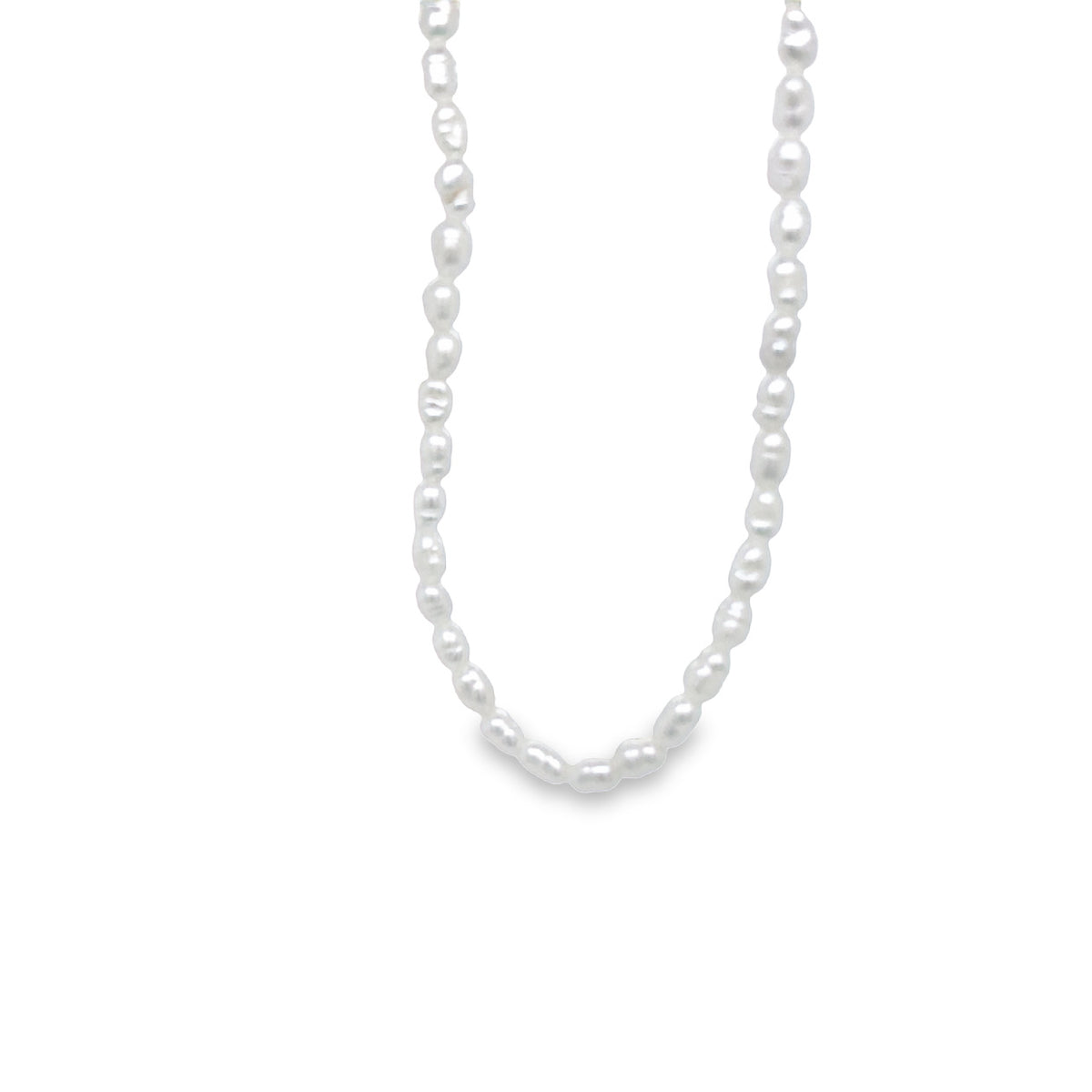 Onatah Sterling Silver Yellow Gold Plated Fwp Rice Pearl Strand 38Cm + 6Cm Ext