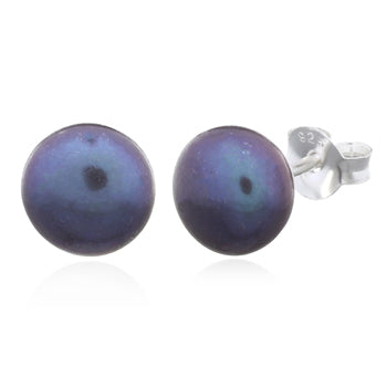 Onatah Sterling Silver Black Freshwater Pearl Studs