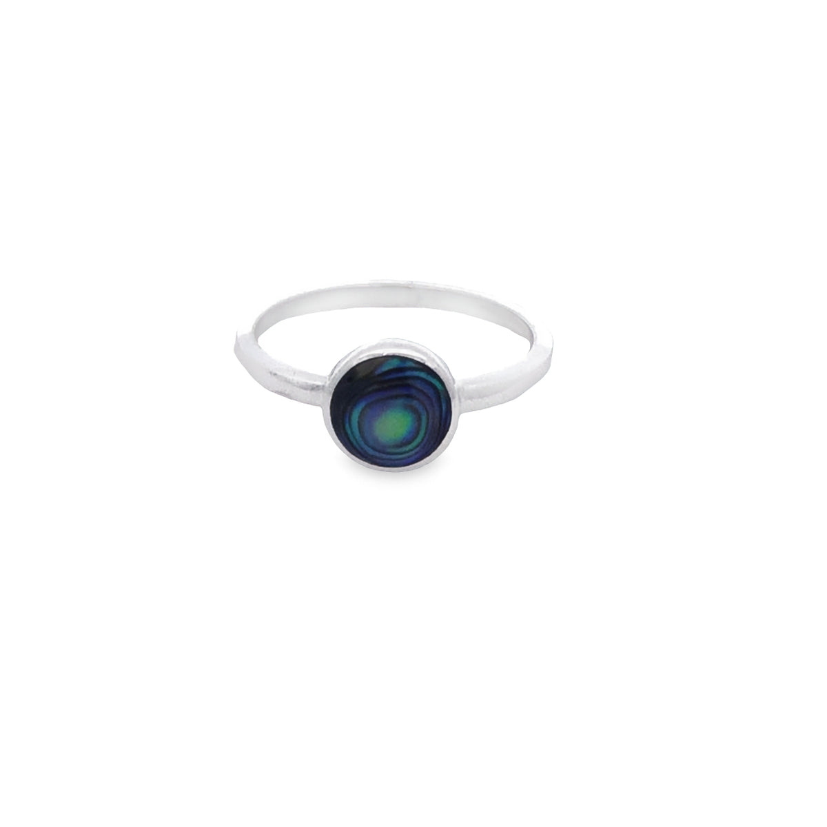 Sterling Silver Paua Bezel Set Ring Size 6/L