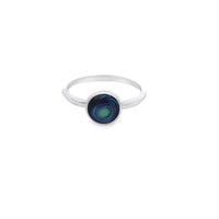 Sterling Silver Paua Bezel Set Ring Size 6/L