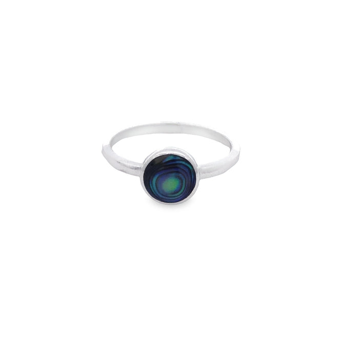 Sterling Silver Paua Bezel Set Ring Size 6/L