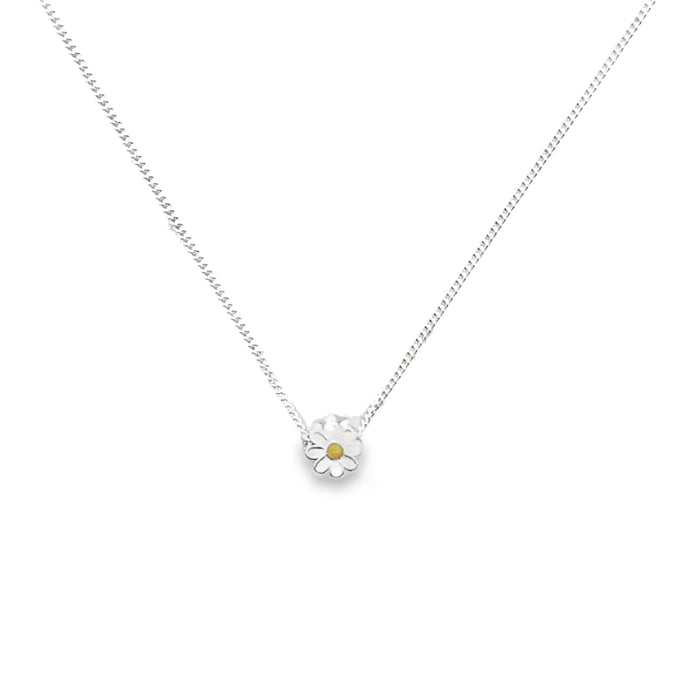 Onatah Sterling Silver Enamel Daisy Slider Pendant With Sterling Silver Chain With Ext