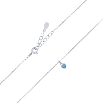 Onatah Sterling Silver Heart Shaped Blue Opalite Pendant On A Trace Chain 42Cm With 5 Cm Ext.