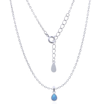 Onatah Sterling Silver Pear Shaped Blue Opalite Pendant On A Sterling Silver Trace Chain 42Cm With 5 Cm Ext.