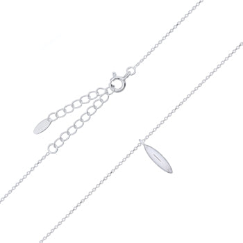 Onatah Sterling Silver Polished Silver Drop Pendant On A Faceted Sterling Silver Trace Chain 42Cm With 5 Cm Ext.