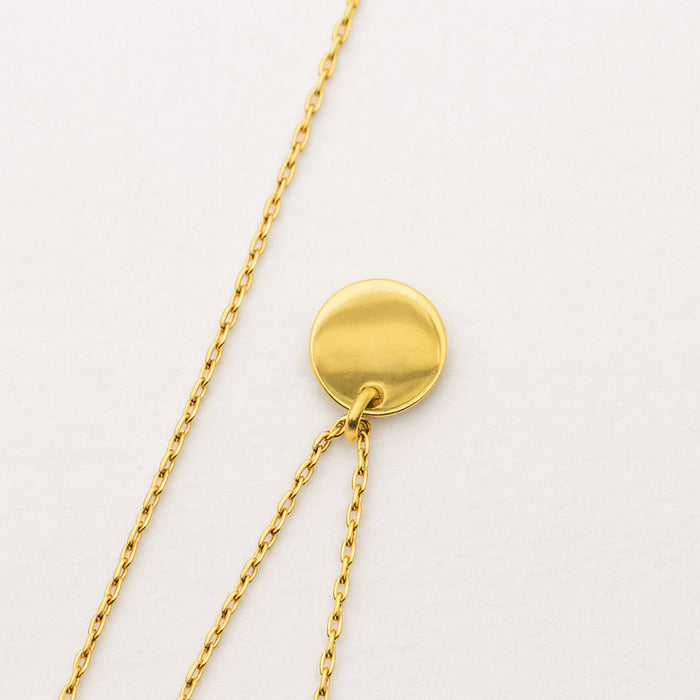 Lustra Sterling Silver Gold Plated Mini 8mm Disc Engraveable Pendant With 40 Cm Trace Chain +5Cm Ext