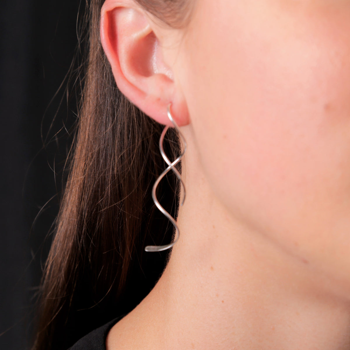 Silver Double Twist Thread Earrings