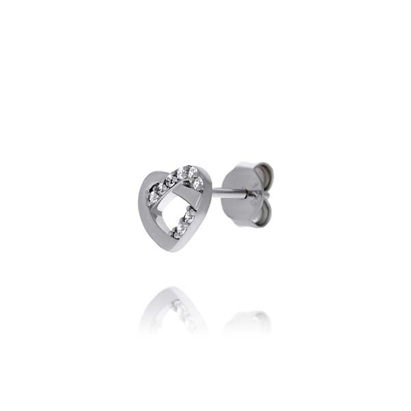 Lustra Sterling Silver Rhodium Plated Crossover Heart Stud Earrings With Clear Czs