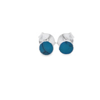 Onatah Sterling Silver Round Small Turquoise Bezel Set Studs