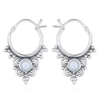Onatah Sterling Silver Mandala Mother Of Pearl Hoops