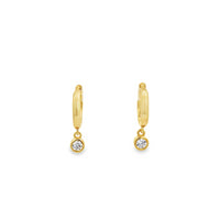 Lustra Sterling Silver Gold Plated Cz Drop Huggie Earrings