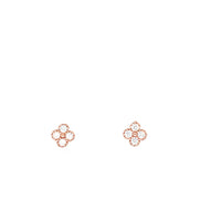 Lustra Sterling Silver Rose Gold Plated Cz Set 4 Leaf Clover Stud Earrings