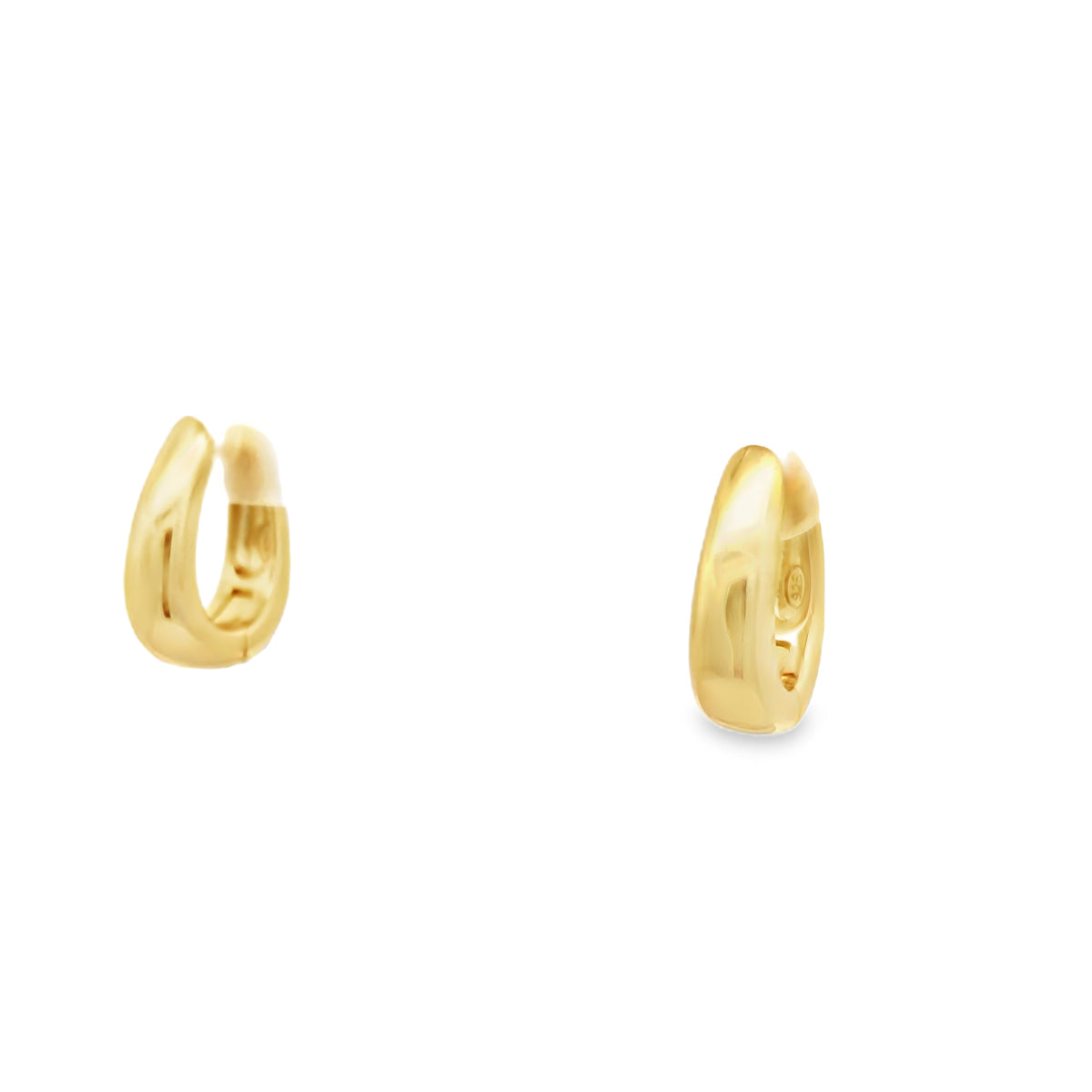 Lustra Sterling Silver Gold Plated Oval Tapered Huggie Earrings