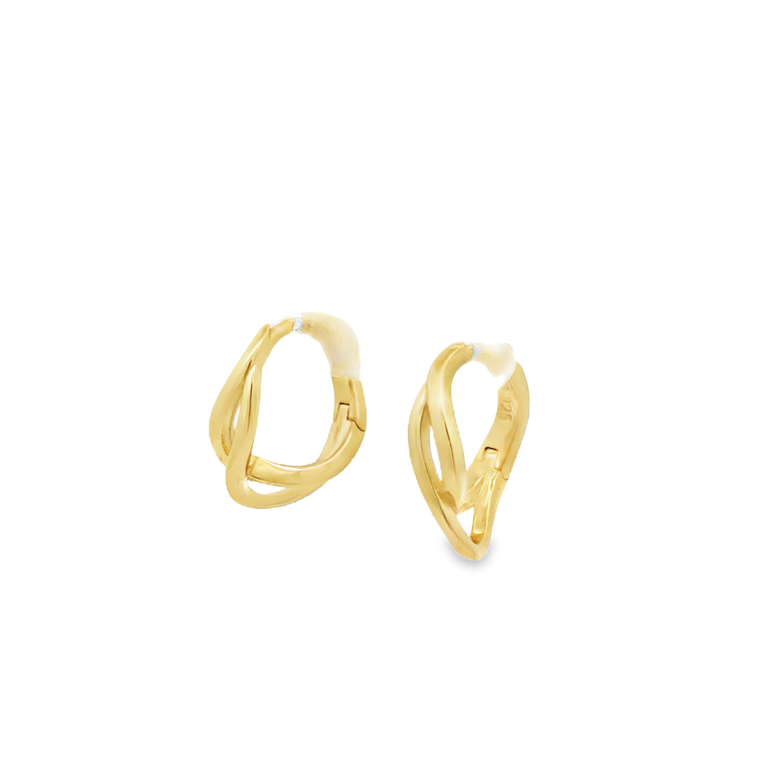 Lustra Sterling Silver Yellow Gold Plated Crossover Huggie Hoops