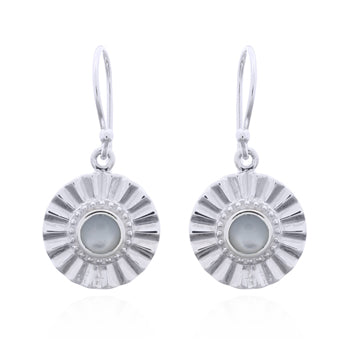 Onatah Sterling Silver Faceted Circle Drop Mother Of Pearl Earrings With Shephooks