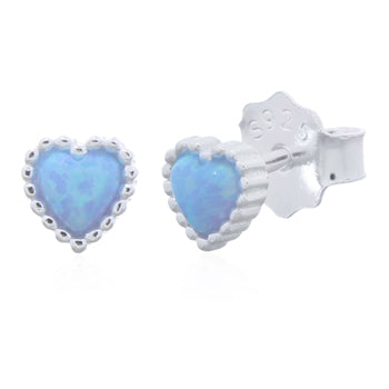Onatah Sterling Silver Heart Shaped Blue Opalite Stud Earrings