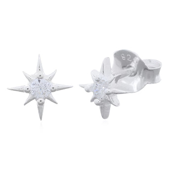 Onatah Sterling Silver Star Cz Set Stud Earrings