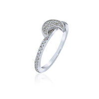 Silver Crescent Moon Cubic Zirconia Ring