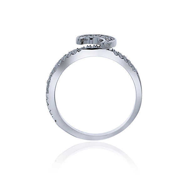 Silver Crescent Moon Cubic Zirconia Ring
