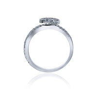 Silver Crescent Moon Cubic Zirconia Ring