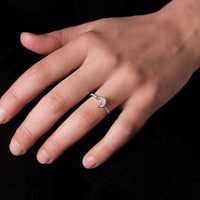 Silver Crescent Moon Cubic Zirconia Ring