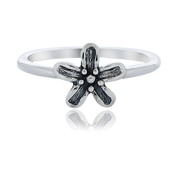 Silver Flower Power Ring - Stacker Ring