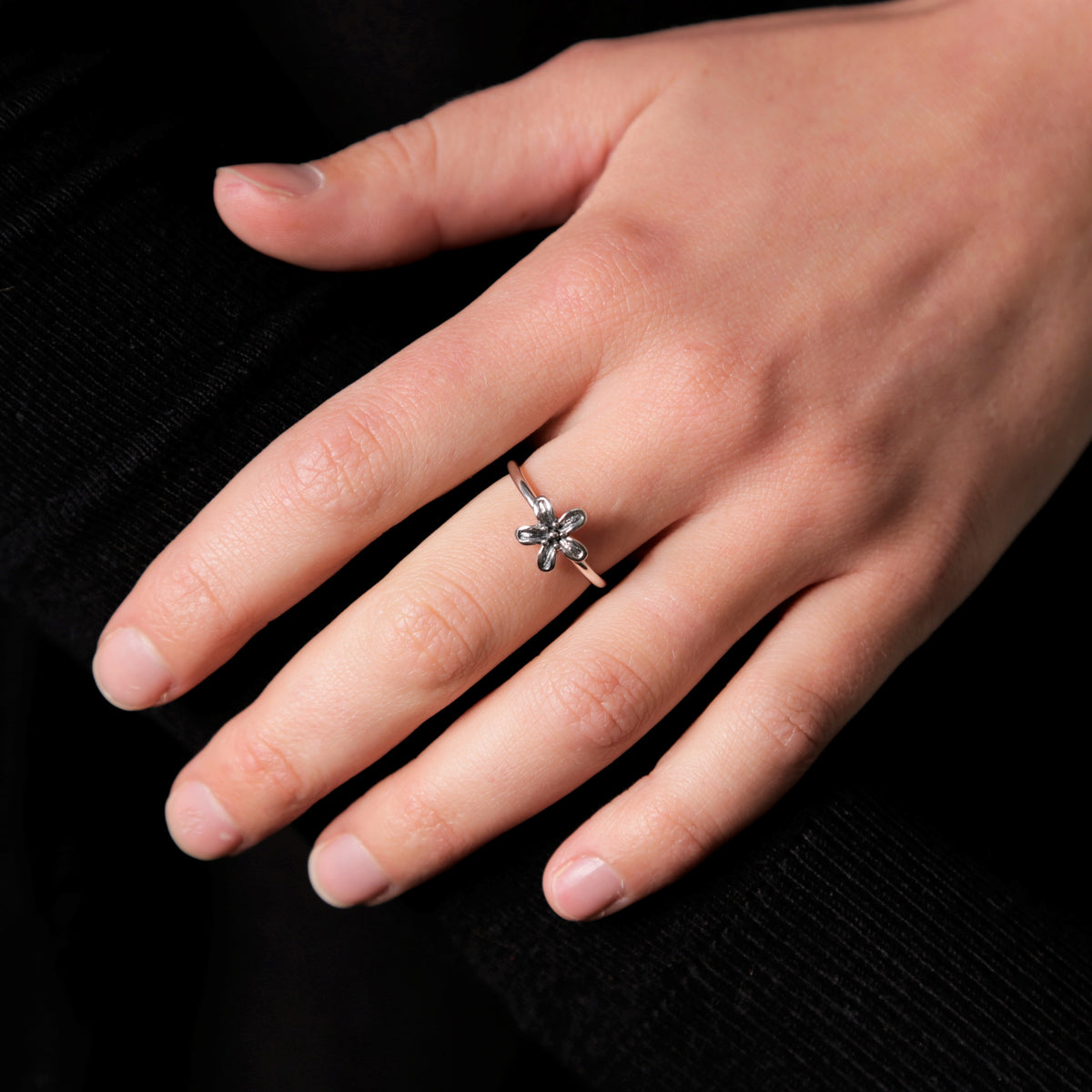 Silver Flower Power Ring - Stacker Ring