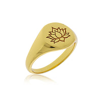 Gold Plated Lotus Flower Signet Ring