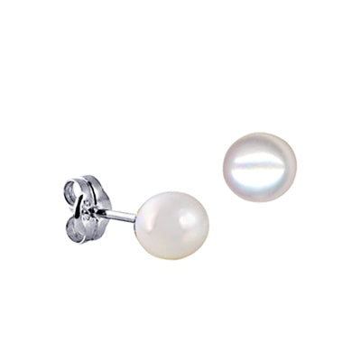 Sterling Silver 6Mm Freshwater Button Pearl Studs