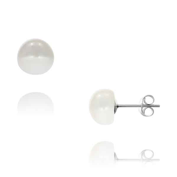 Sterling Silver Freshwater Pearl Stud Earrings - 9Mm