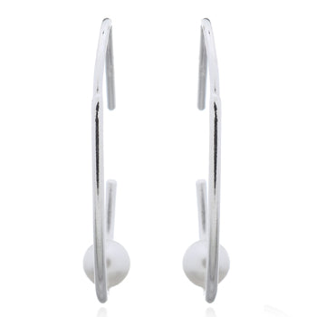 Onatah Sterling Silver Oval Pearl Hook Earrings