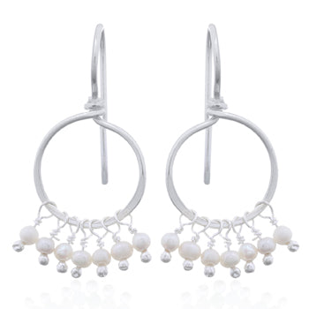 Onatah Sterling Silver Pearl Earrings With Fixed Shep Hooks