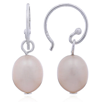 Onatah Sterling Silver Pink Freshwater Pearl Earrings With Open Shep Hooks