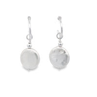 Sterling Silver Coin Pearl Drops On Stud Hoops