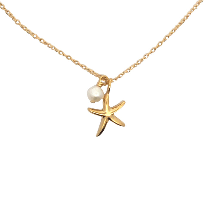 Onatah Sterling Silver Gold Plated Starfish Necklace With Pearl