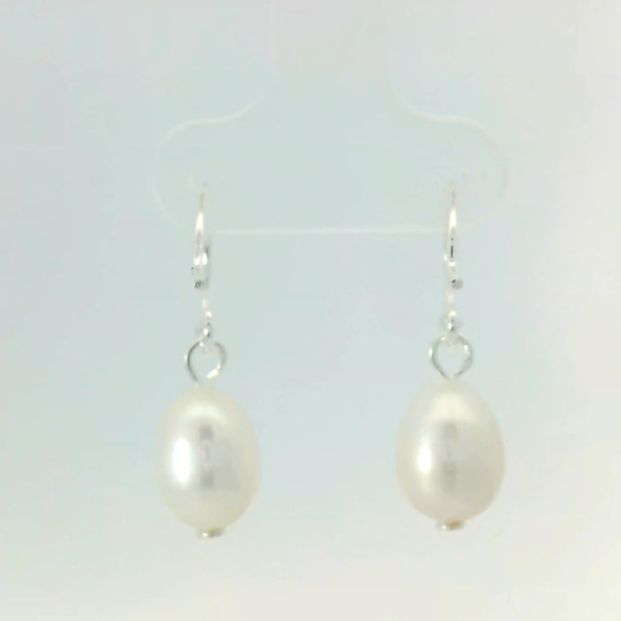 Onatah Sterling Silver White Freshwater Pearl Earrings With Open Shep Hooks