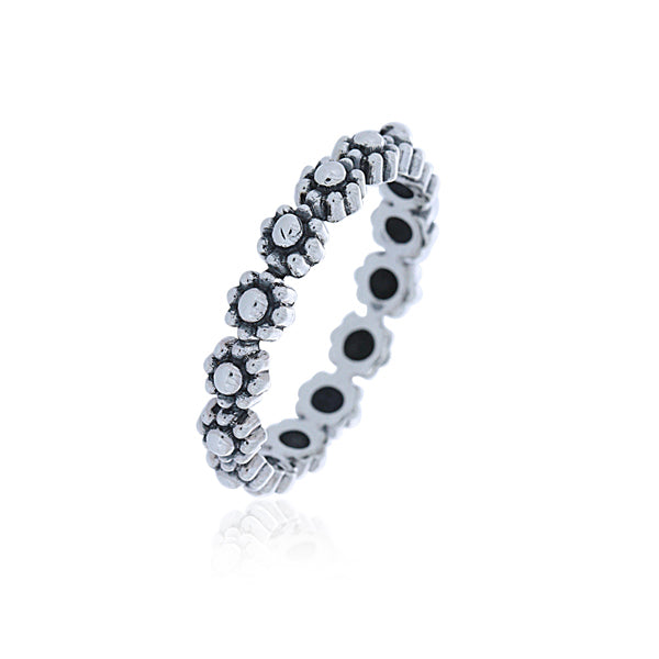 Silver Flower Power Band - Stacker Ring