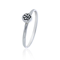 Silver Daisy Imprint Ring - Stacker Ring