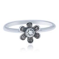 Large Daisy Ring Set With a Rhinestone - Stacker Ring