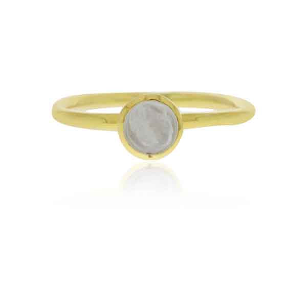 Mojo Yellow Gold Plated Ring With Rose Quartz - Stacker Ring
