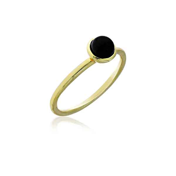 Mojo Yellow Gold Plated Stacker Ring With Onyx - Stacker Ring