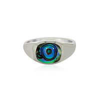 Silver Oval Paua Signet Ring