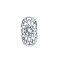 Silver Oval Large Aztec Pattern Ring