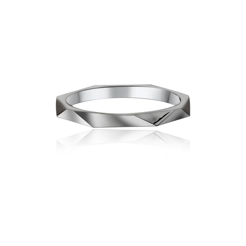Silver Faceted Stacker Ring