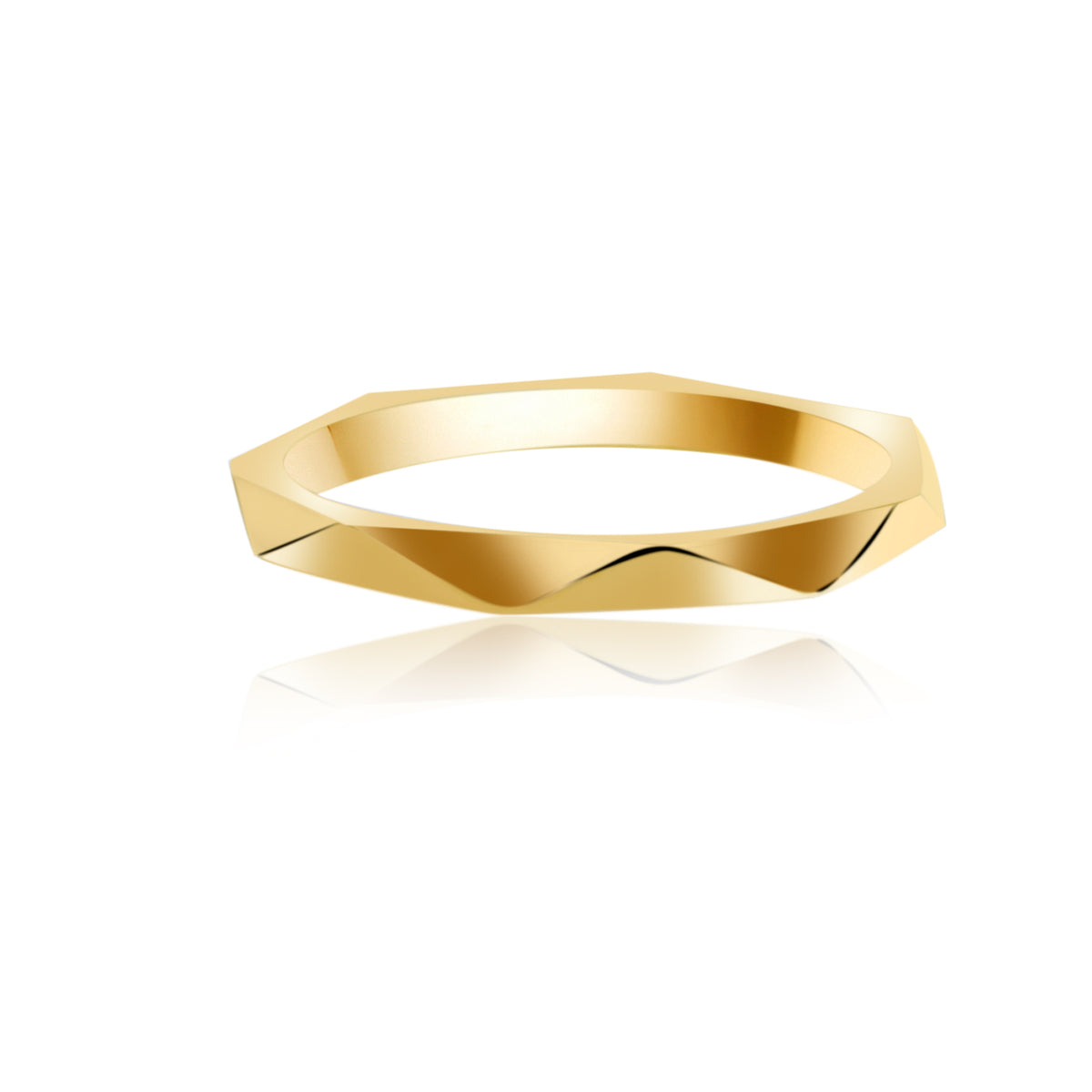Yellow Gold Plated Faceted Stacker Ring