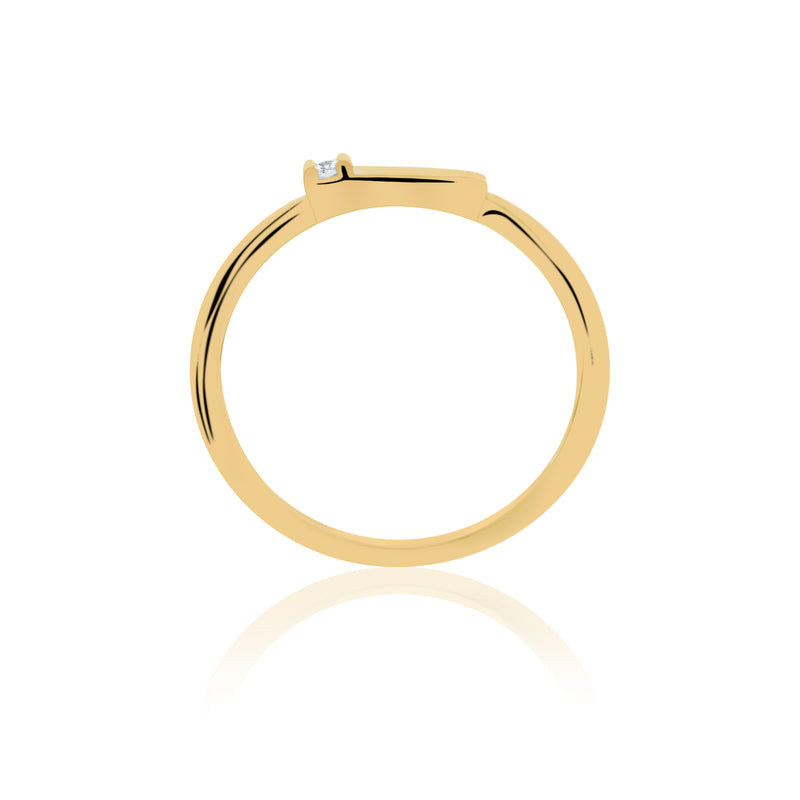 Yellow Gold Plated Panel Stacker Ring With Cz