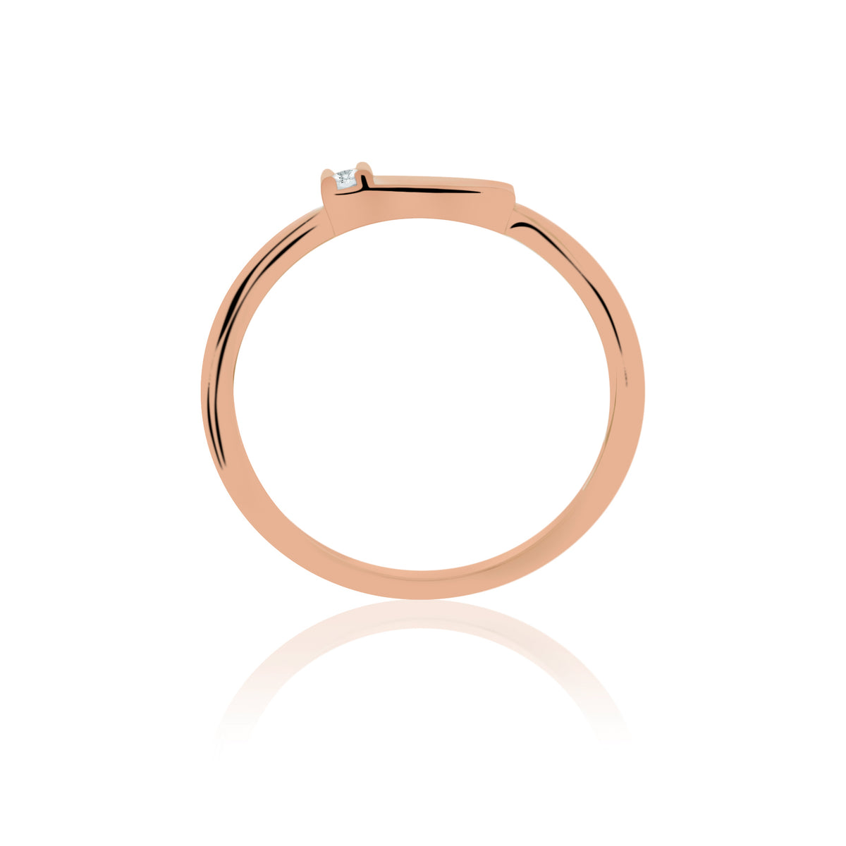 Rose Gold Plated Panel Stacker Ring With Cz