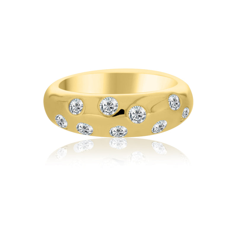 Yellow Gold Plated Dome Ring With Round Cz's