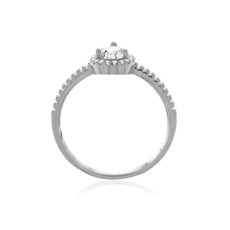 Silver Cz Set Pear Shaped Halo Ring